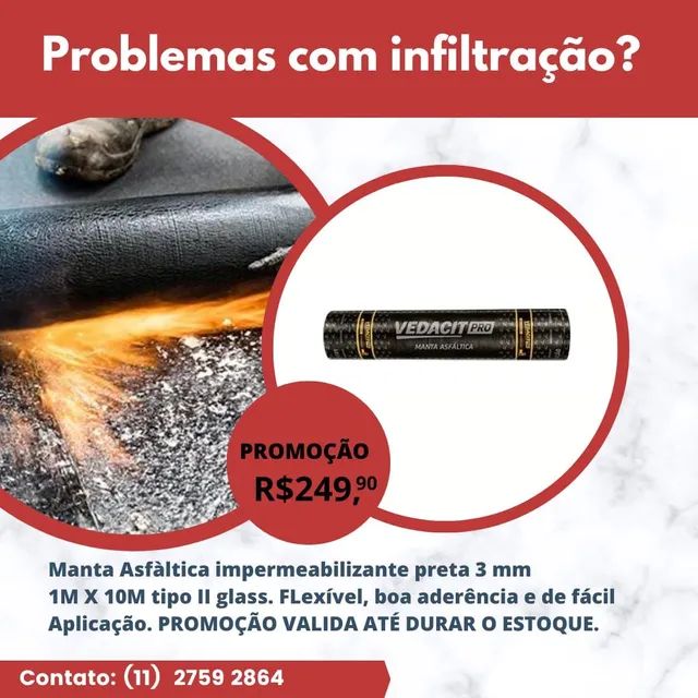 Manta Asfaltica 3mm preta tipo II glass 