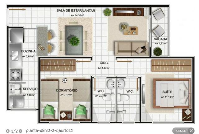 Repasse de Apt 3/4 sendo 1 suite (60 m2), Bosque Ville, pode pagar no nome - Foto 8