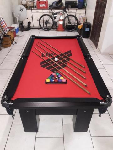 Mesa de Sinuca Cor Preta Tecido Vermelho Logo Atlético Paranaense Mod. TXMP6520 - Foto 3