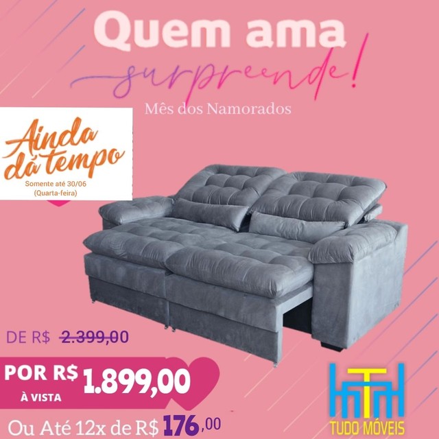 PROMOÇÃO DOS NAMORADOS / SOFÁ RETRÁTIL E RECLINÁVEL 4 LUGARES (brinde 2 almofadas)