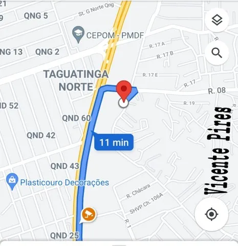 Lote Vicente Pires - esquina - frente ao pistão Norte 30x28 mts