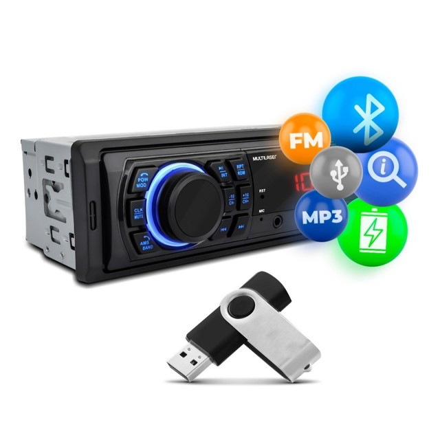 Radio Som Automotivo Multilaser Trip BT Mp3 Usb e Bluetooth