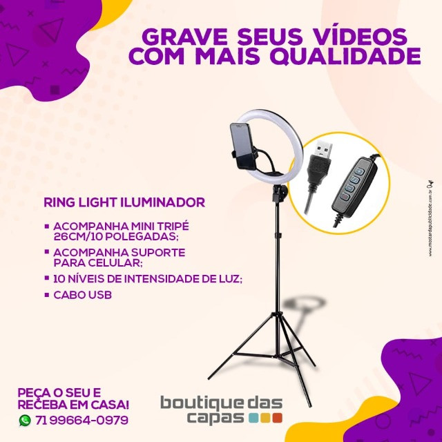 20% desconto!! Ring Light Iluminador 26cm / 10 Polegadas + Tripé 2m - Foto 3