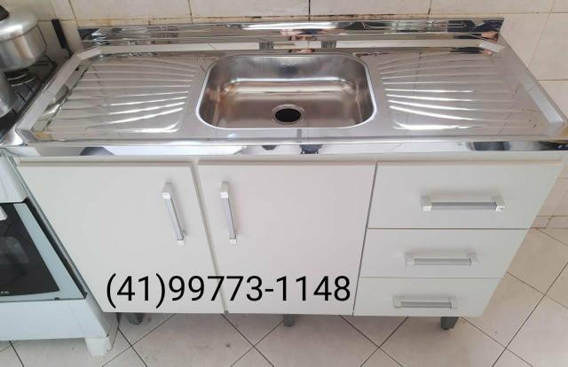 Pia 1,20 C/ Tampo Inox. NOVA. ENTREGAMOS