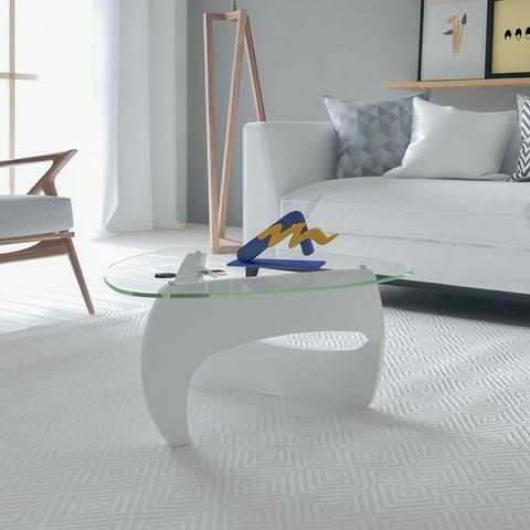 Mesa de centro com tampo em vidro 5mm Branco