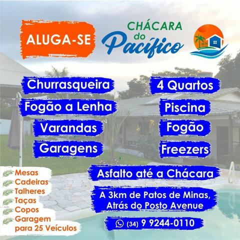 Ótima chácara para alugar a 3 km de patos de minas/mg. só asfalto