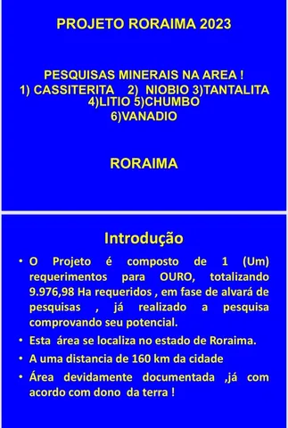 ÁREA PARA EXTRAÇÃO DE MINÉRIO
