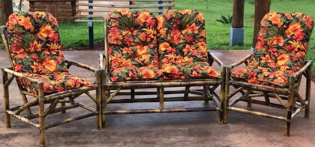 Jogo de Poltronas de Bambu com Almofadas Estampadas! Produto Novo direto Da Fábrica - Foto 2