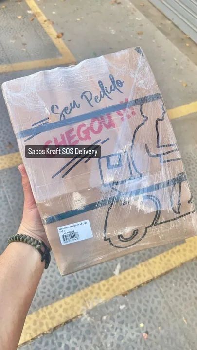 SOS Kraft Saco para Lanches Delivery Impresso Seu Pedido Chegou