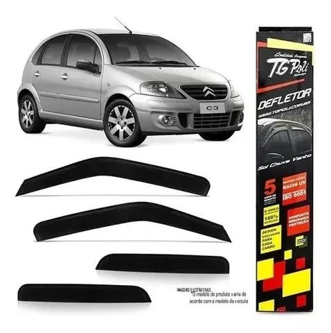 Calha Chuva Defletor Citroen C3 2003 À 2012 4p Fumê Tgpoli