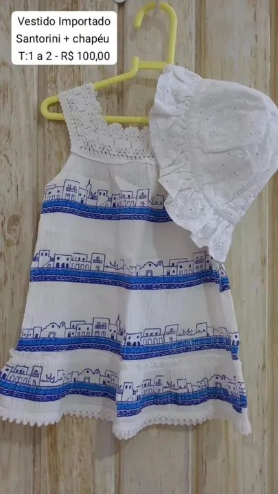 Vestido Importado Santorini e Chapeu renda 