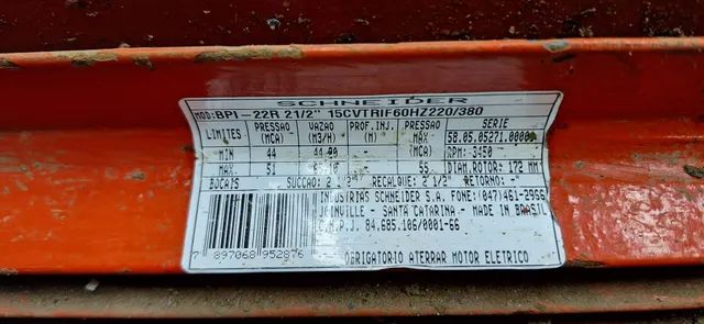 Bomba de água Schneider BPI-22R 15CV Trifásica - Foto 3