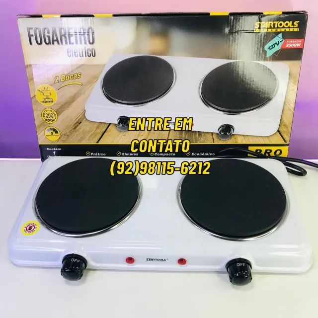 Fogareiro Eletrico 2 Bocas Por Indução 5 Temperaturas-Entregas 9h as 22h
