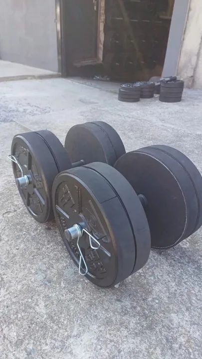 Par de Halteres 20kg com anilhas de concreto - Foto 2