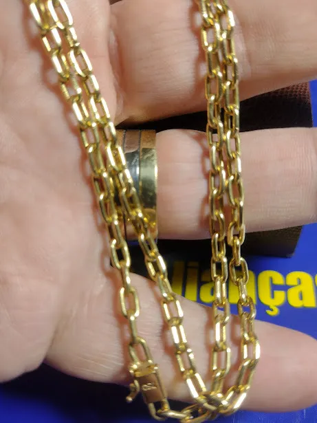 Cordão Cadeado 11.40 Gramas Ouro 18 Kilates 4 mm Oco