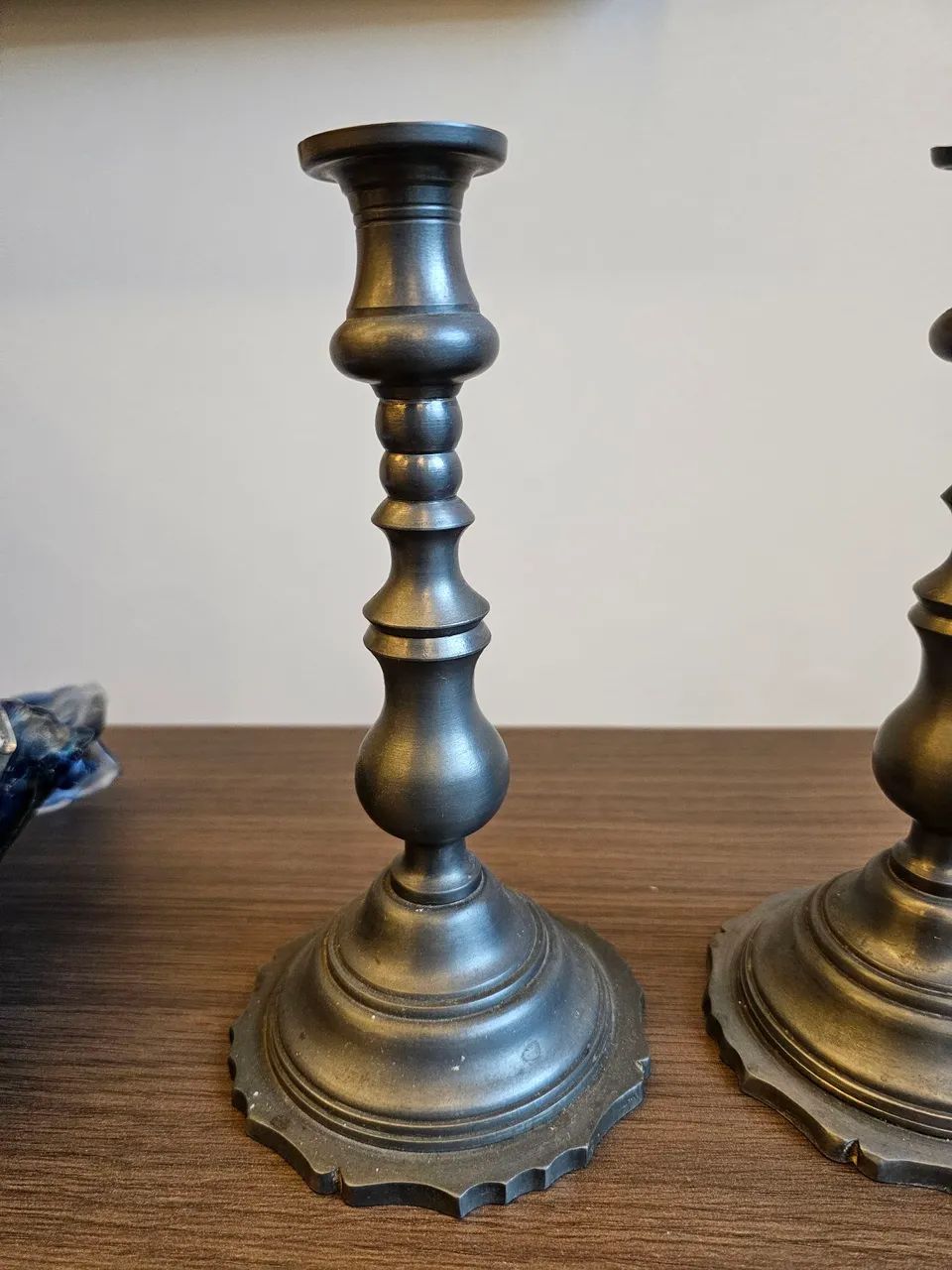 Par de Castiçais Antigos em Estanho Real Holandês - Kurztiel - Foto 2