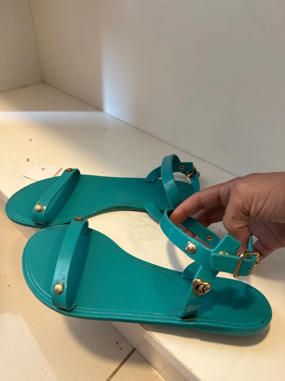 Sandália Carmen Steffens de plástico turquesa