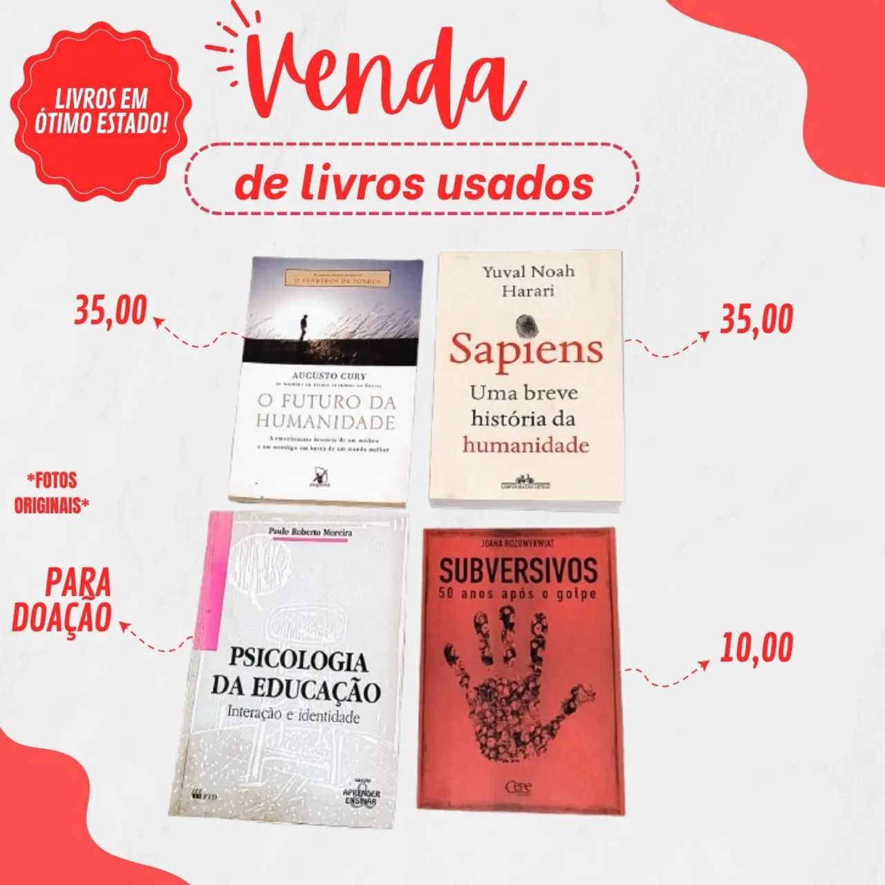 Best-sellers - livros usados - ótimo estado - Livros e