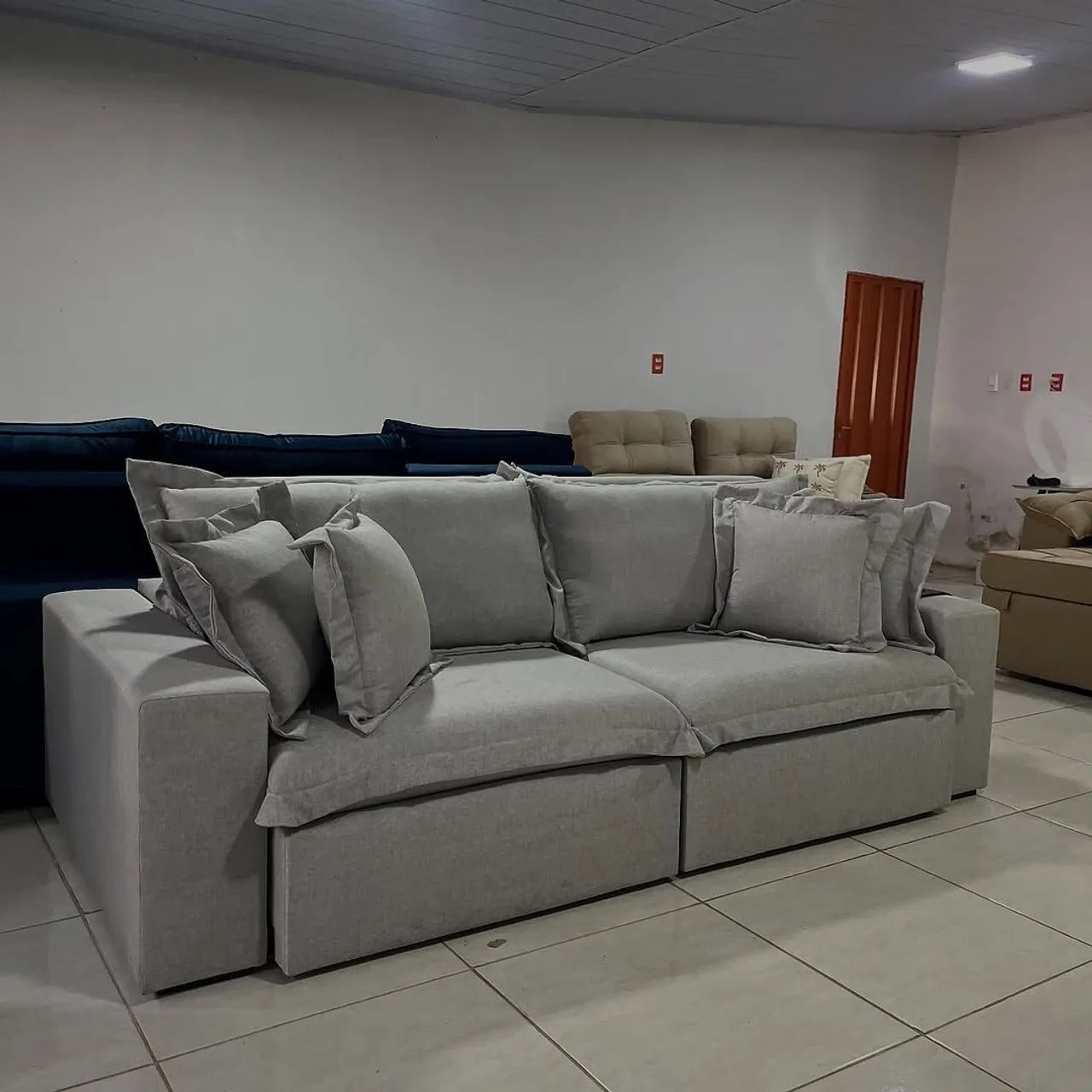Sofá Retrátil e Reclinável 2.50cm Linho Cinza - Foto 4