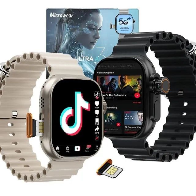 Smartwatch Microwear Ultra AI 3 5G, Netflix, TikTok e Chamadas