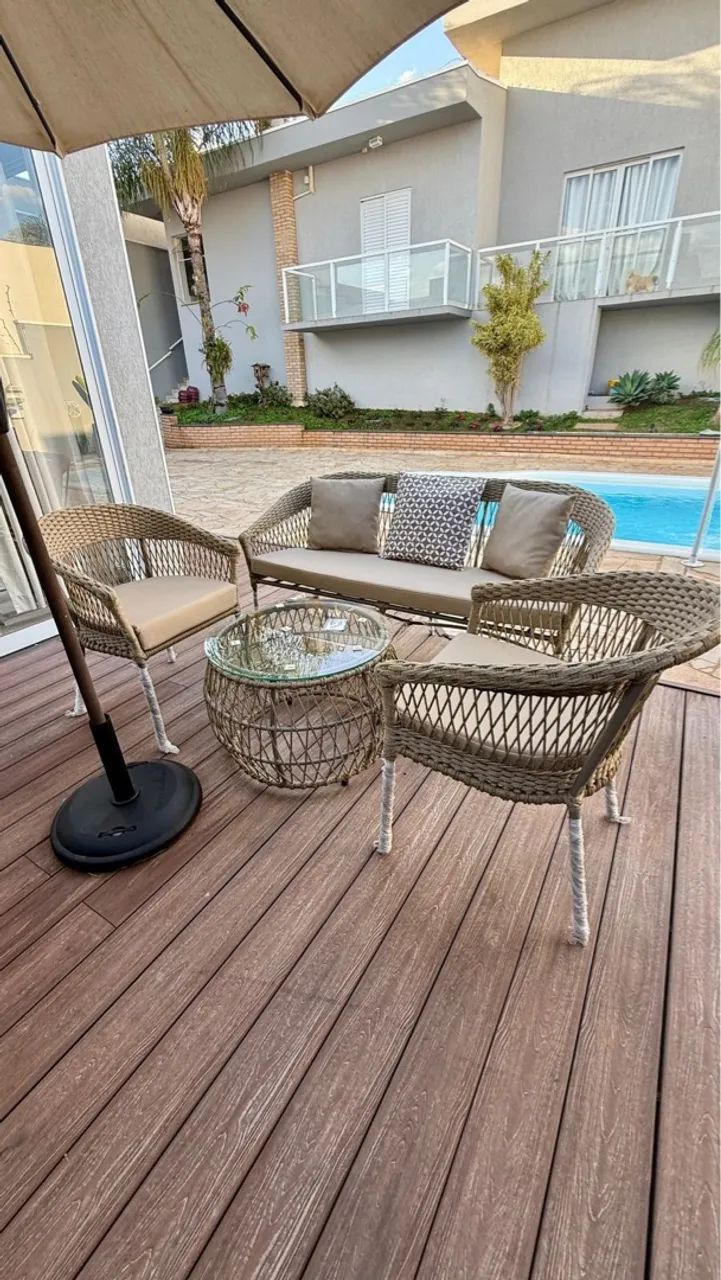 Conjunto de sofá 3 peças em alumínio com tricô nautico  - Foto 3