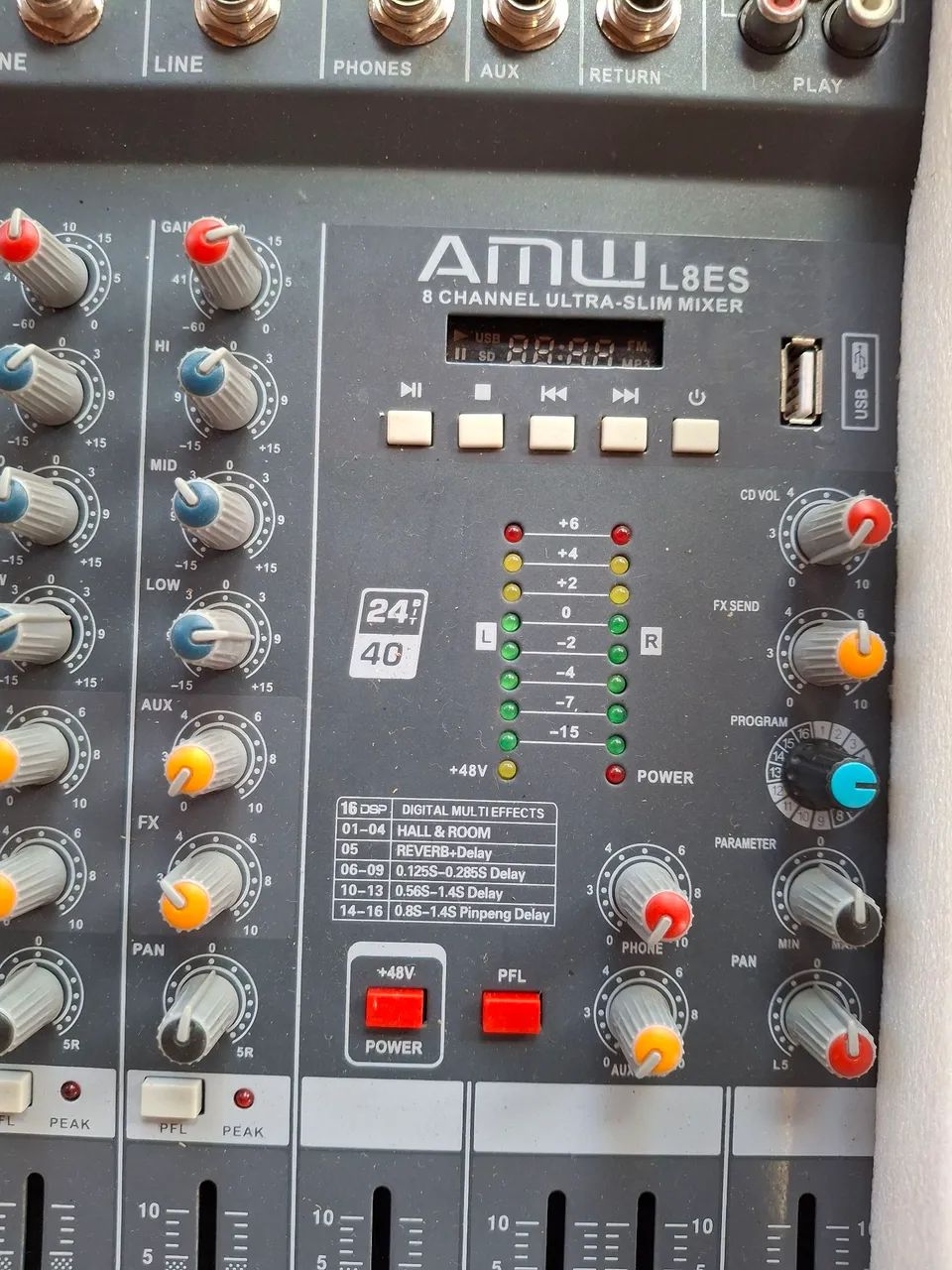 Mesa de Som AMW 8 Canais com Efeito Reverb - Foto 6