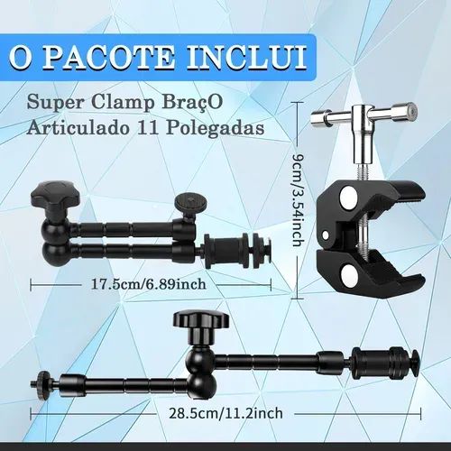 Braço Articulado (11 Polegadas/ 28cm) para câmera, Led e monitor - Foto 2