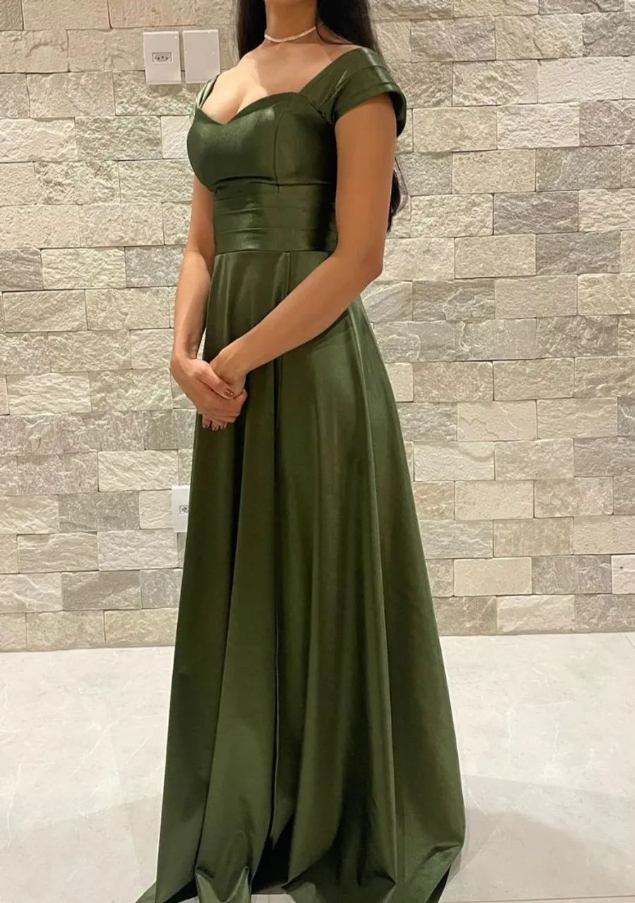 Vestido de Festa Longo Verde Oliva Roupas Setor Serra Dourada