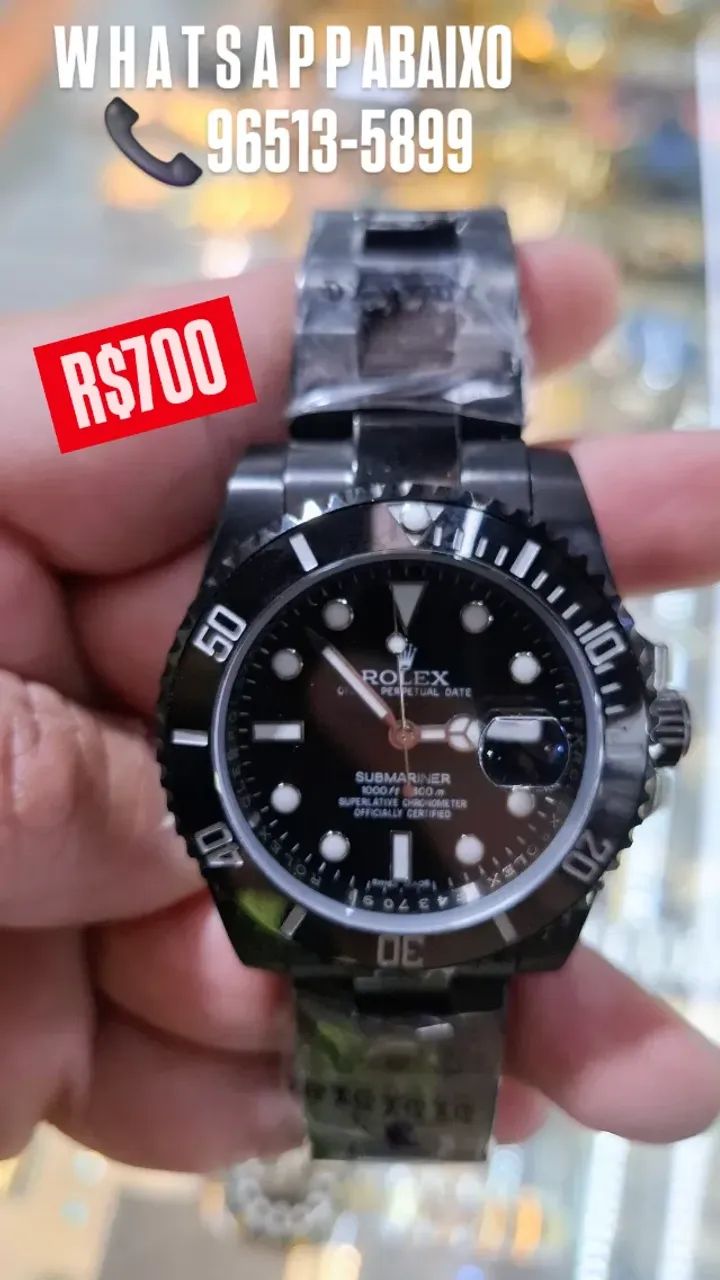 Relógio ROLEX AUTOMÁTICO SUBMARINER ALL BLACK