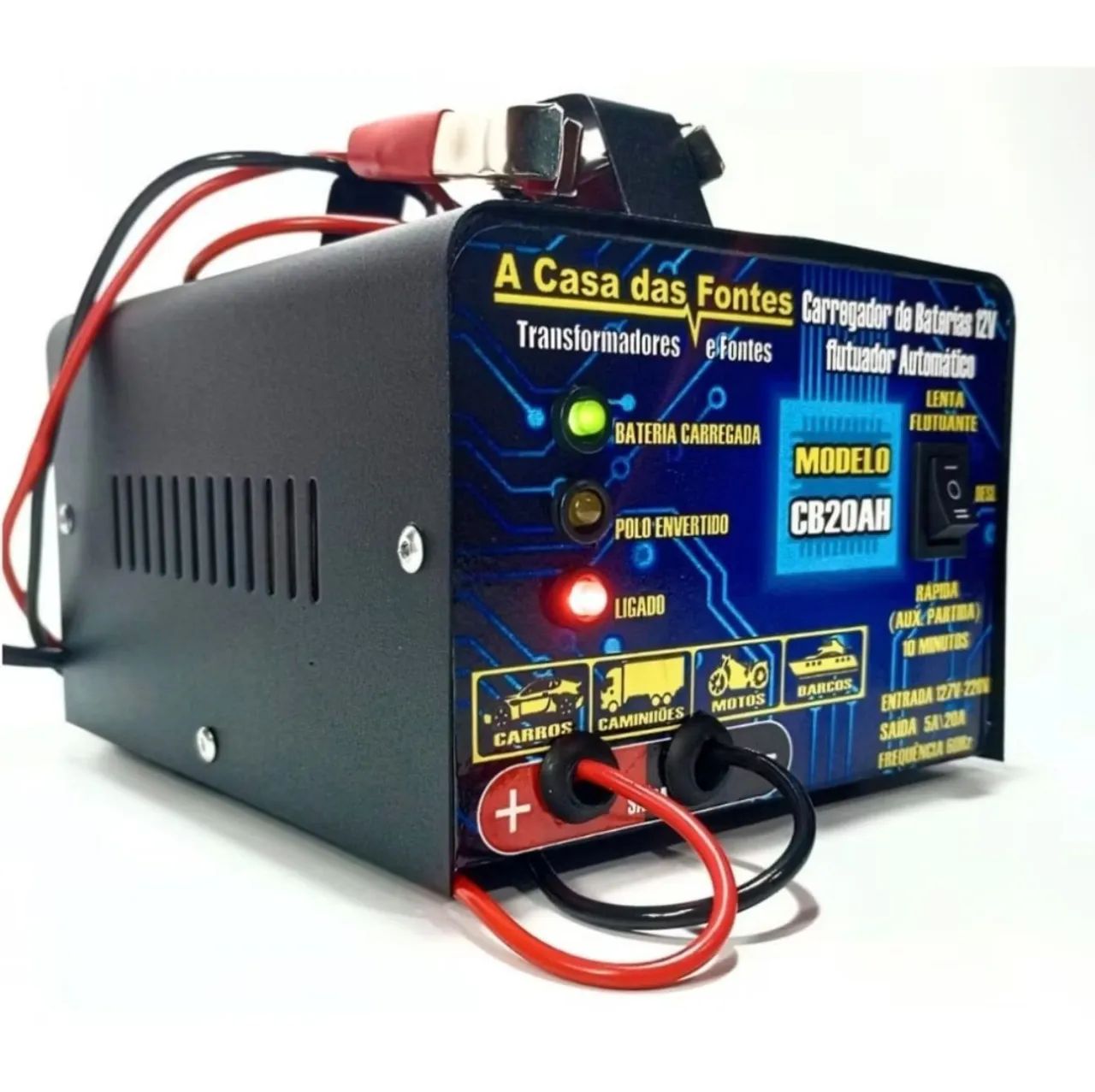 Carregador de bateria automotivo 20 ah por hora 300 amperes 12 volts
