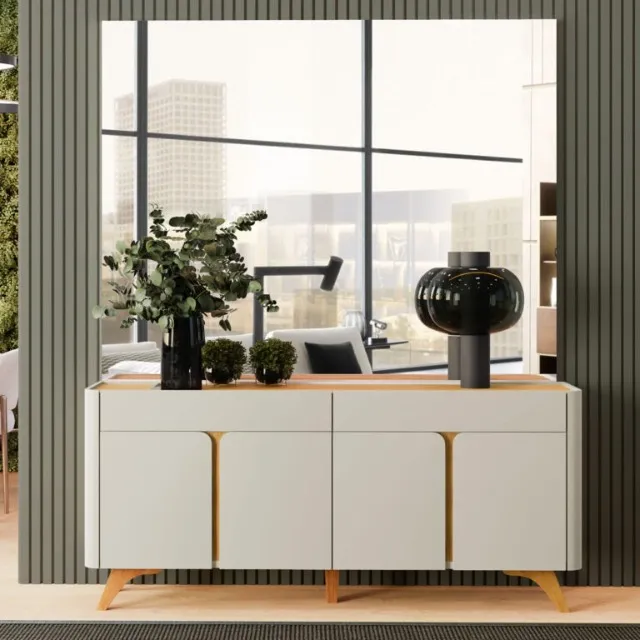Buffet Arcus Off White/Naturale 1,72 cm na Pronta Entrega