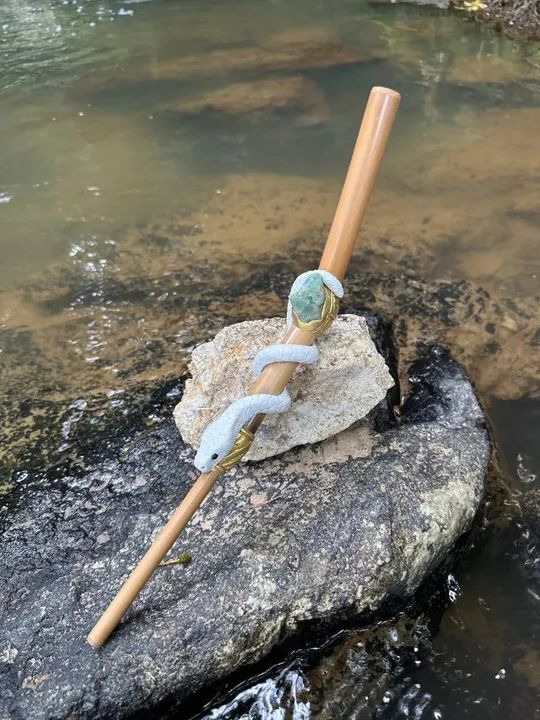 Tepi Aplicador Rapé Jiboia Branca Com Pedra Quartzo Verde - Animal de poder - Foto 3