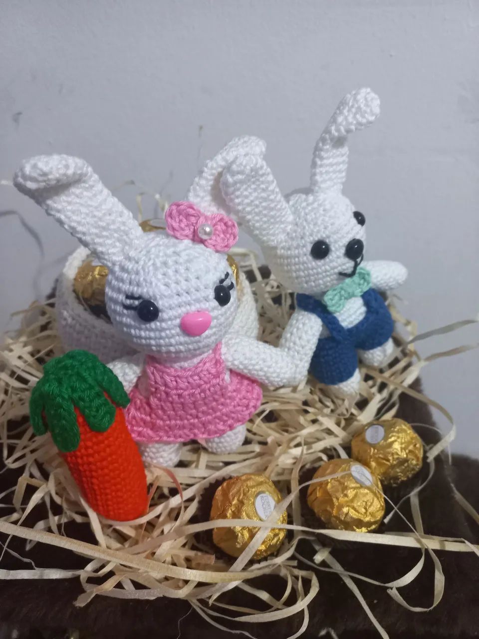 Coelhinha Porta Bombons e Coelhinho 