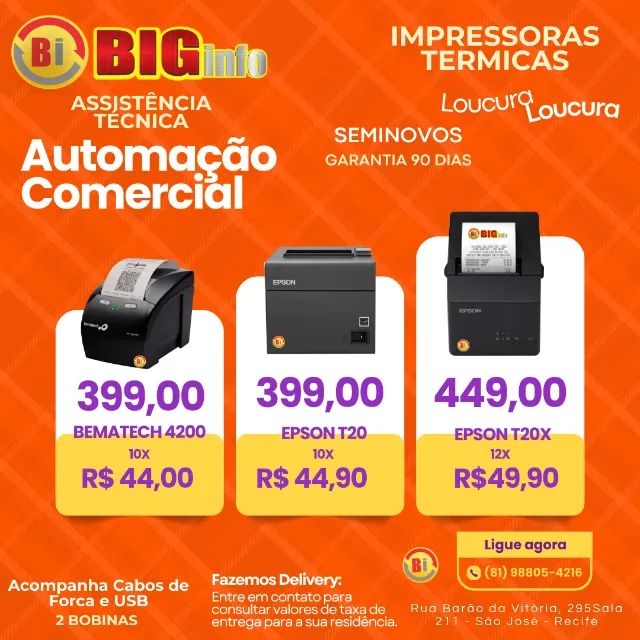 Impressora Termica Varias Marcas 10x - Garantia - Centro do Recife - Assistencia Tecnica - Foto 4