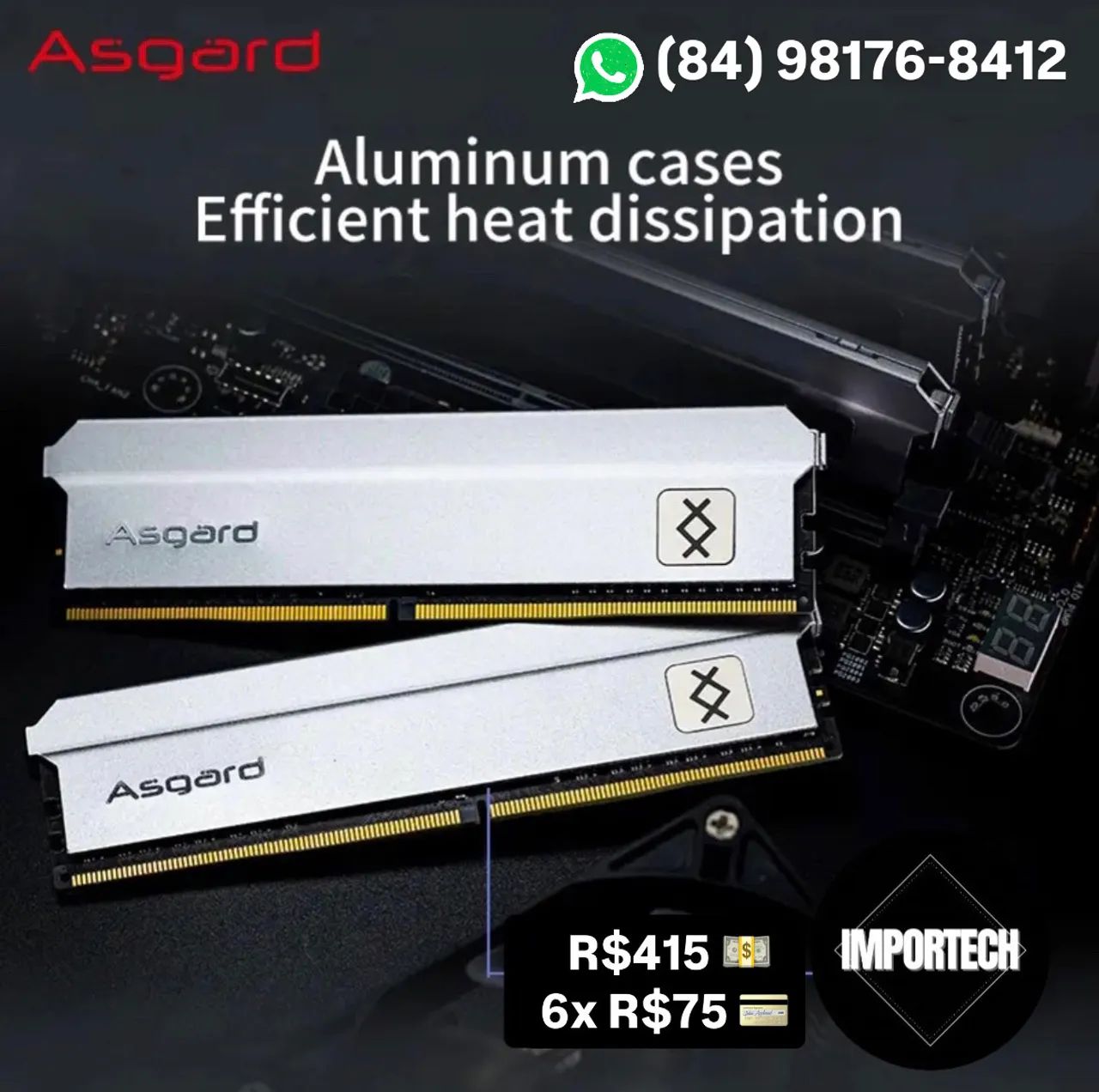 Memória Ram DDR4 3200mhz Asgard T3 32gb (2x16gb). @importech_084