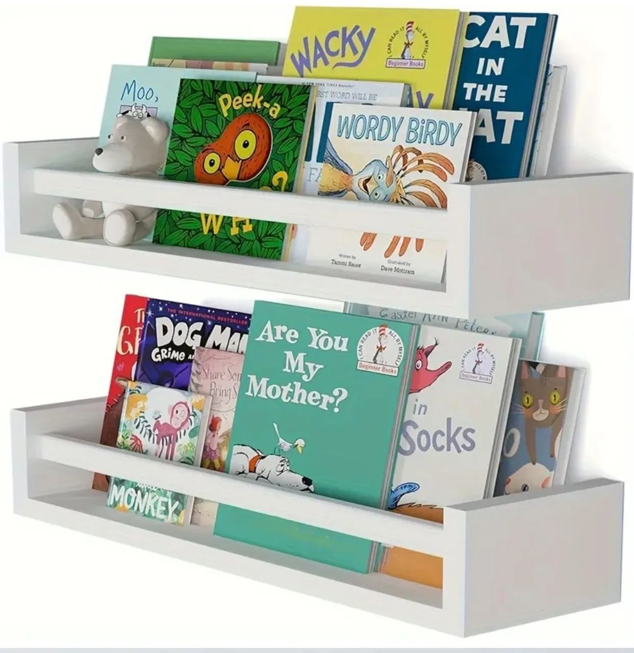 2 Prateleira de Parede para Livros Infantis - Branca