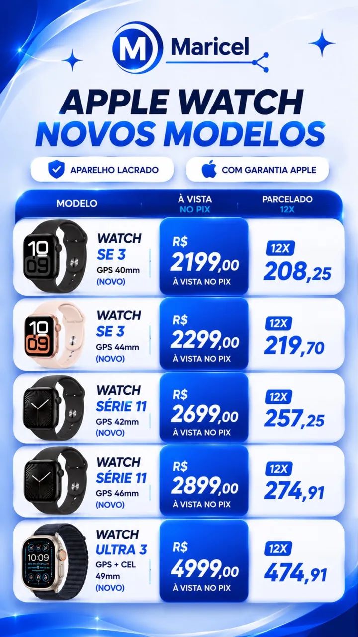 Apple Watch a pronta entrega novos e seminovos 