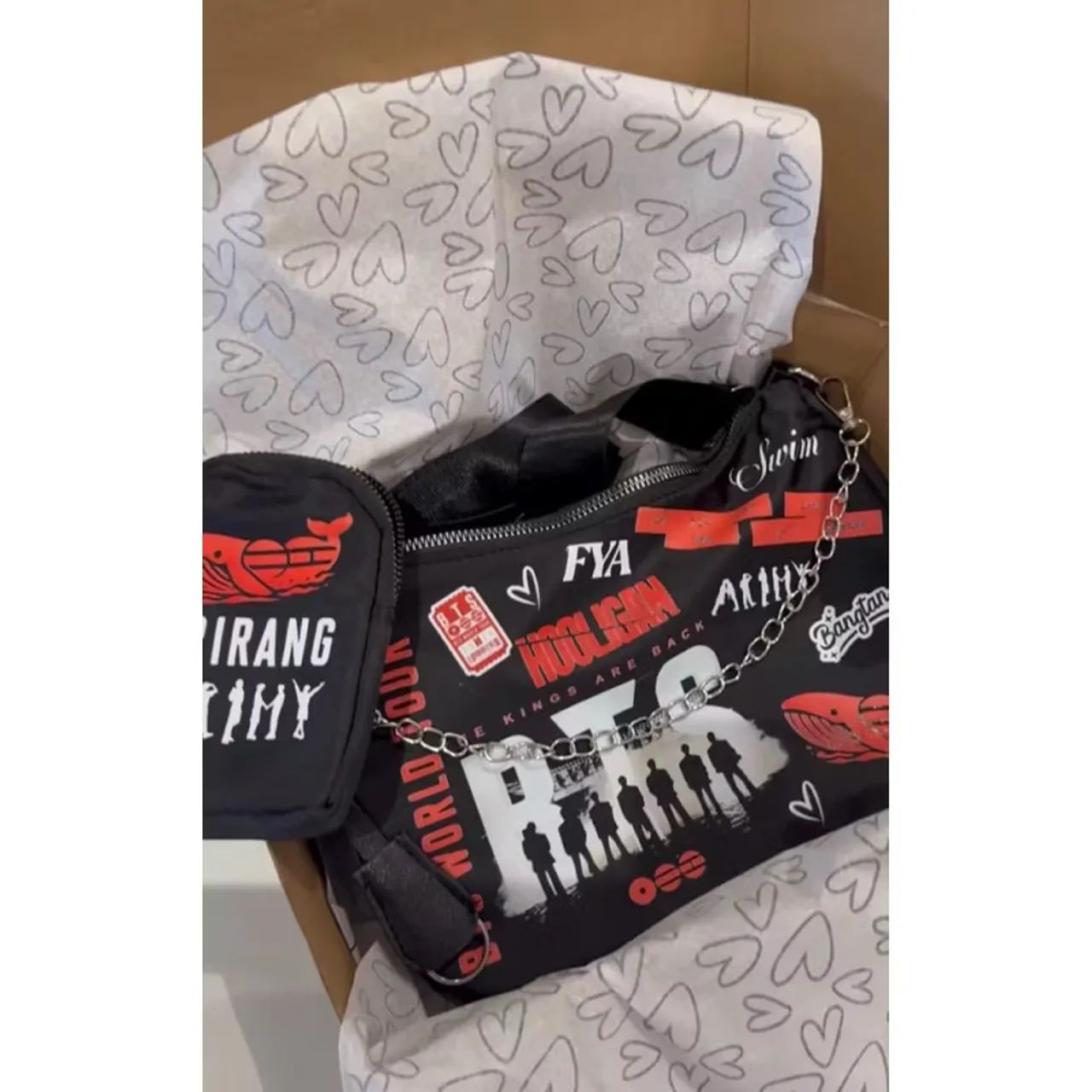 bolsa personalizada BTS preta