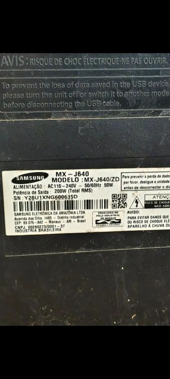 Mini System da Samsung completo bem conservado 