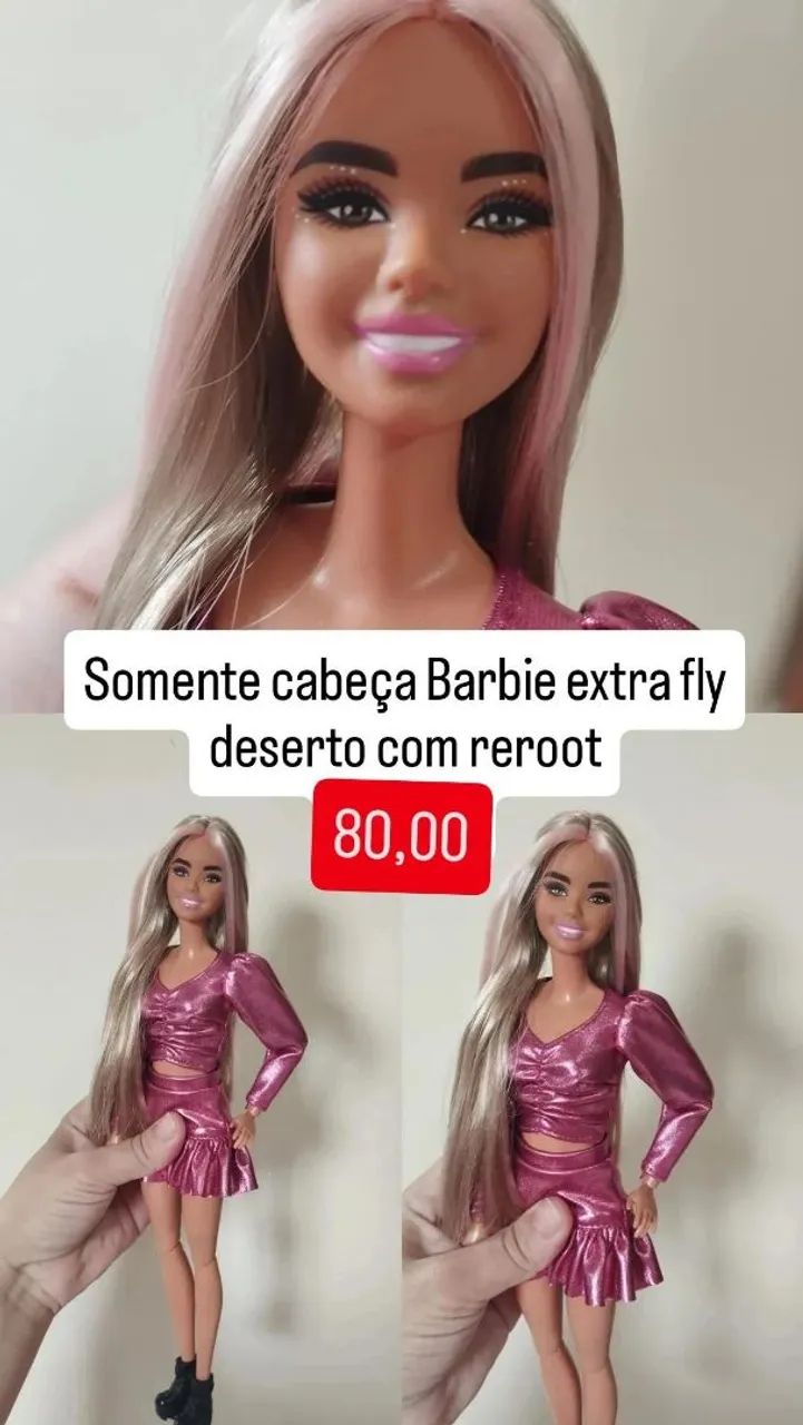 Cabeça de Barbie extra fly com reroot