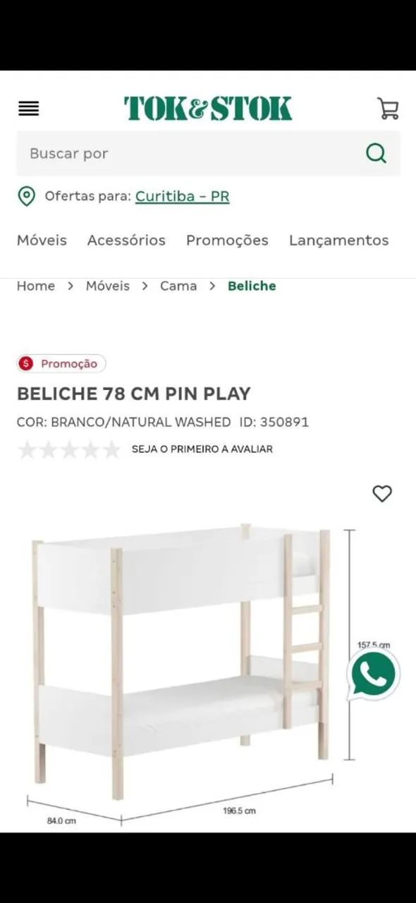 Beliche usado em bom estado, sem foto física pois está desmontado.