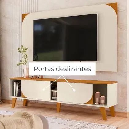 Rack Bancada com Painel Duna Cinamomo/Off White para Tv até 65 Polegadas - Madetec - Foto 2