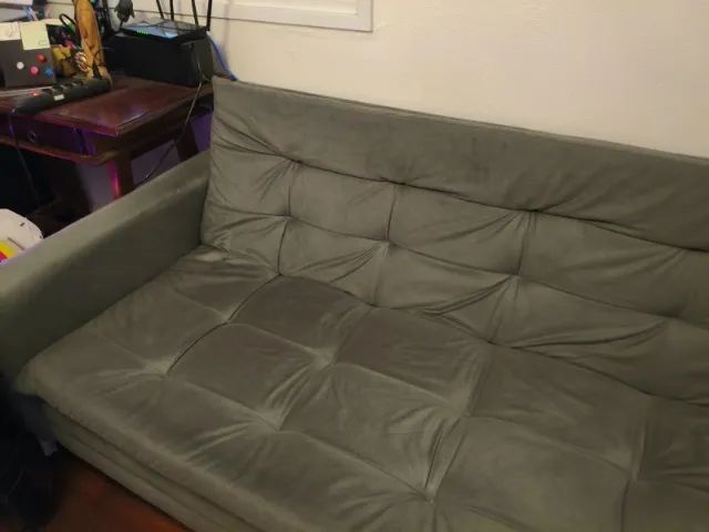 Sofá-Cama Casal 3 Lugares Suede Grafite - Foto 2