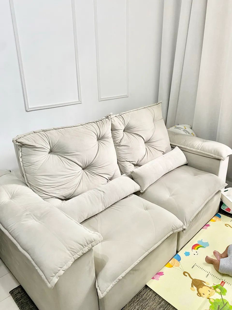 Sofá retrátil mola ensacada suede  - Foto 3