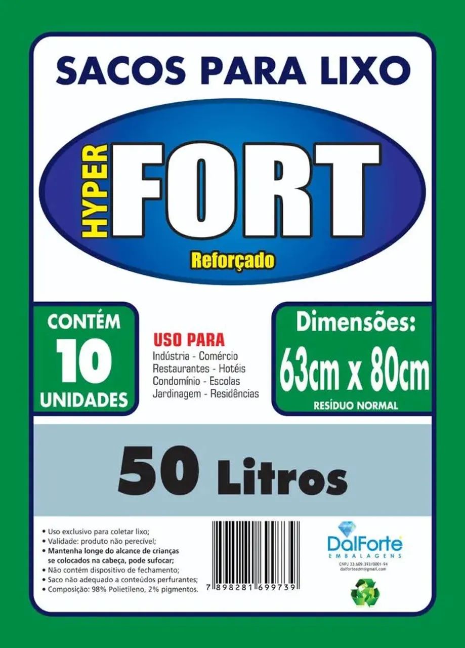 Hyper reforçado, sacos para lixo