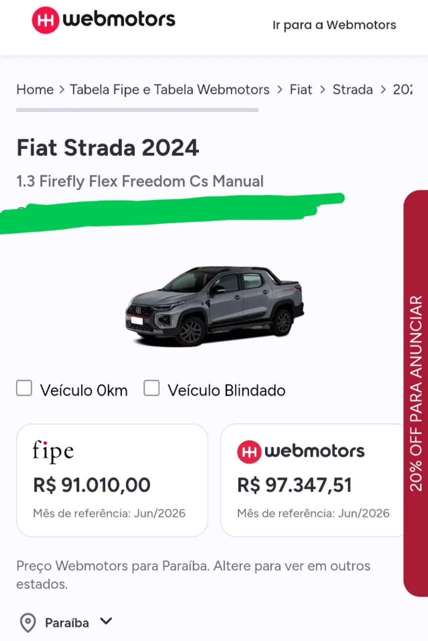 Fiat Strada Freedom 1.3 Flex 8V CS Plus 2024 - Foto 2