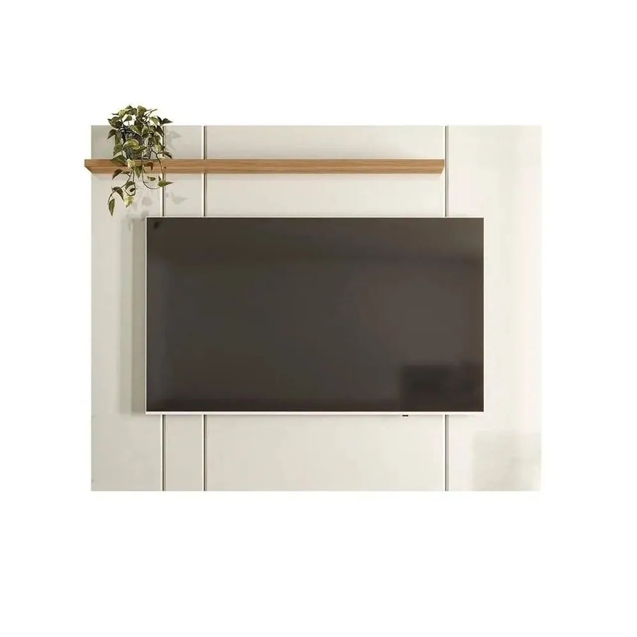 Painel Kiev Para TV até 70 Polegadas - Off White Perolizado/Freijó - Lukaliam - Foto 2