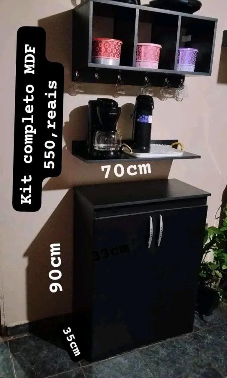 KIT CAFÉ+ MULTIUSO COM 2 PORTA MDF NOVO 