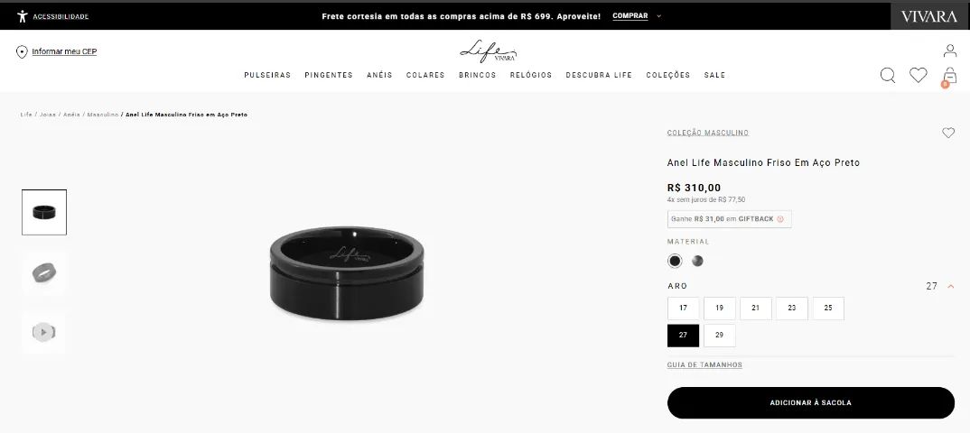 Anel Vivara Life Black - Foto 5