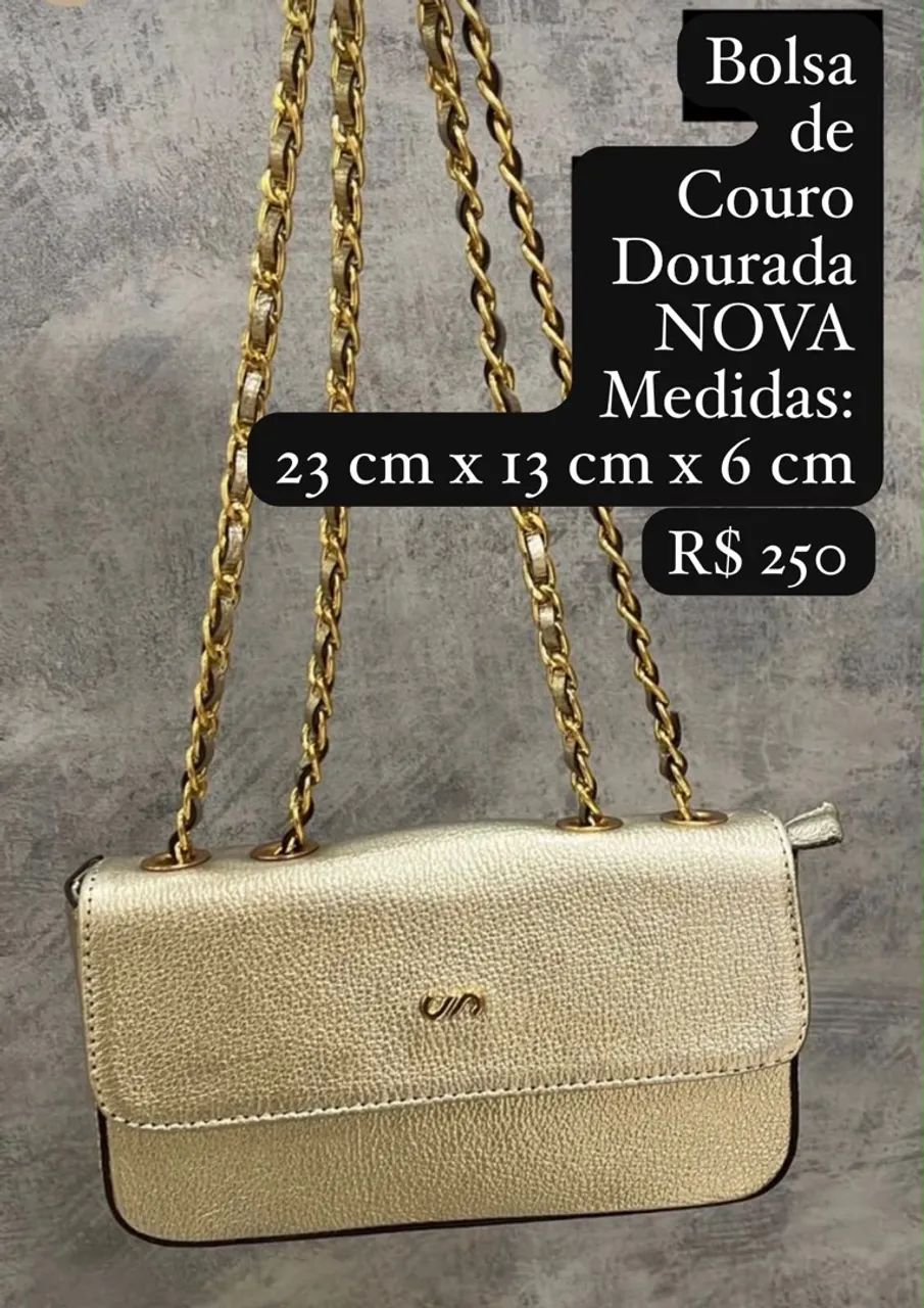 Bolsa de couro nova dourada